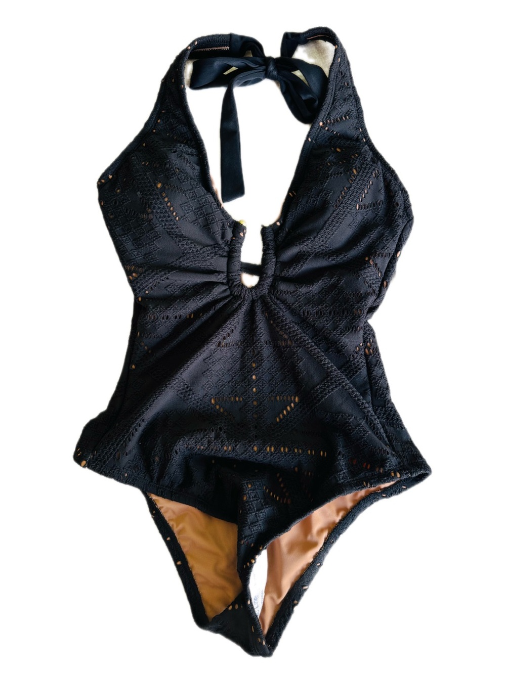 sofia by sofia vergara Black Eyelet Halter One-Piece Swimsuit